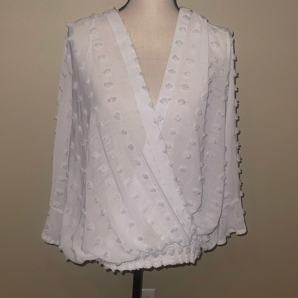 White three quarter sleeves blouse